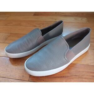 VINCE Women's Gray Perforated Leather Slip On Sneakers Size 10 Casual